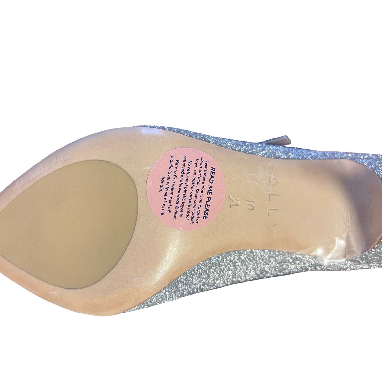Ally Shoes Mary Jane Pump Silver Shimmer Glitter Size 9 Narrow Nib — image 8 of 8